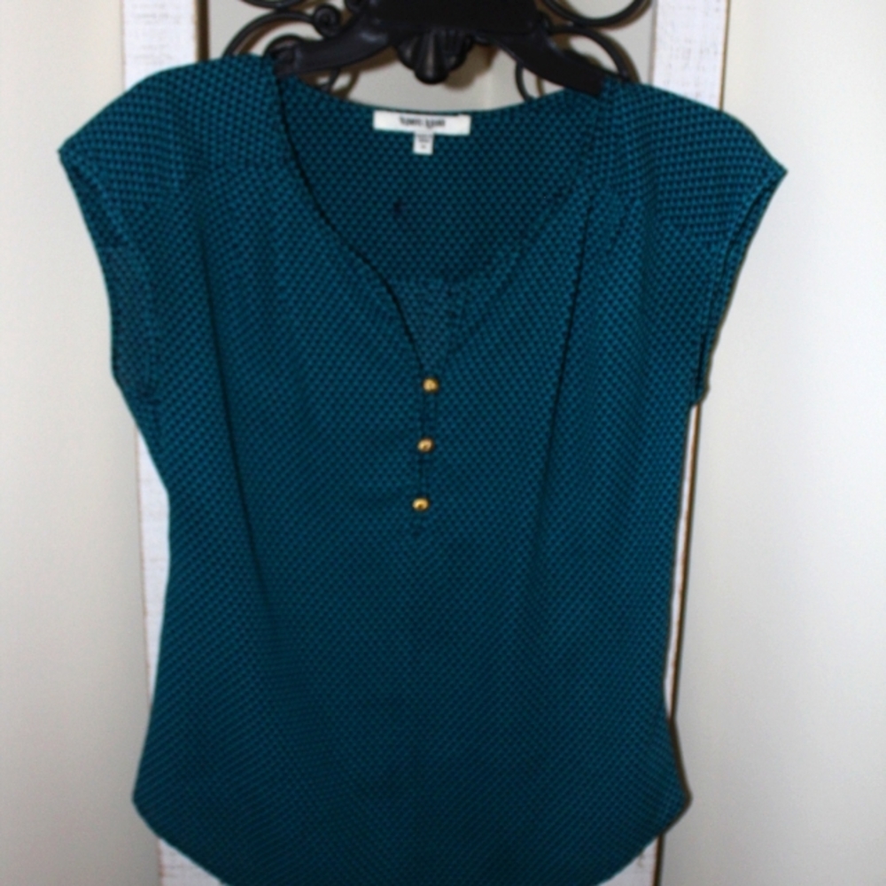 Daniel Rainn Geometric Print Teal Blouse
